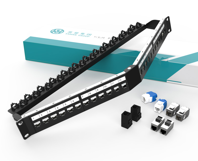 英曼1U24口-屏蔽折彎空配架，金屬空配架帶理線架托架，可裝模塊/直通 Blank patch panel